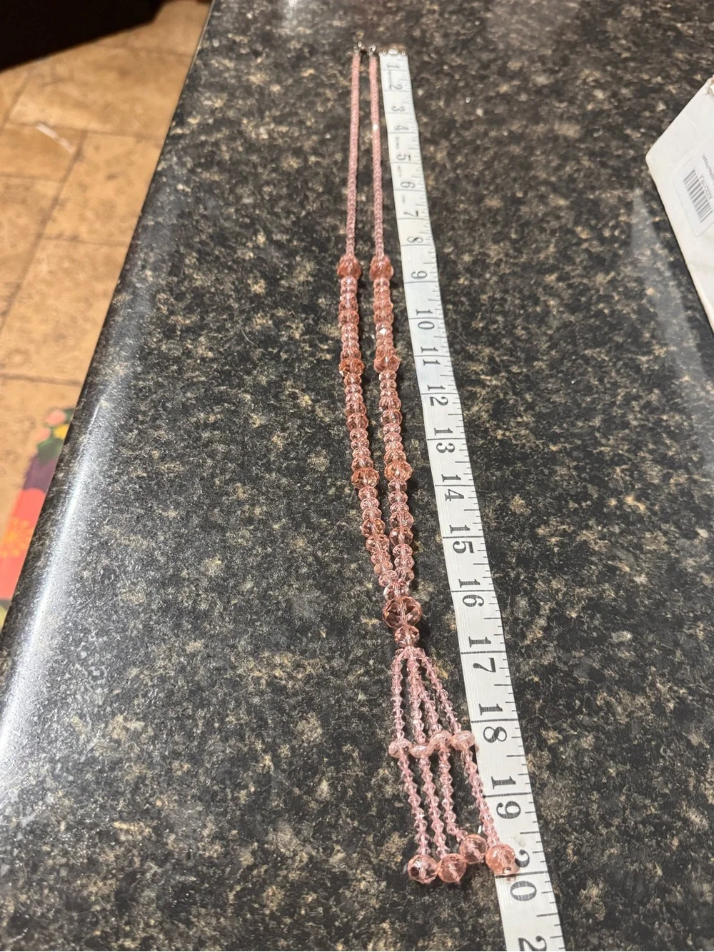 Pink Beaded Tassel Necklace